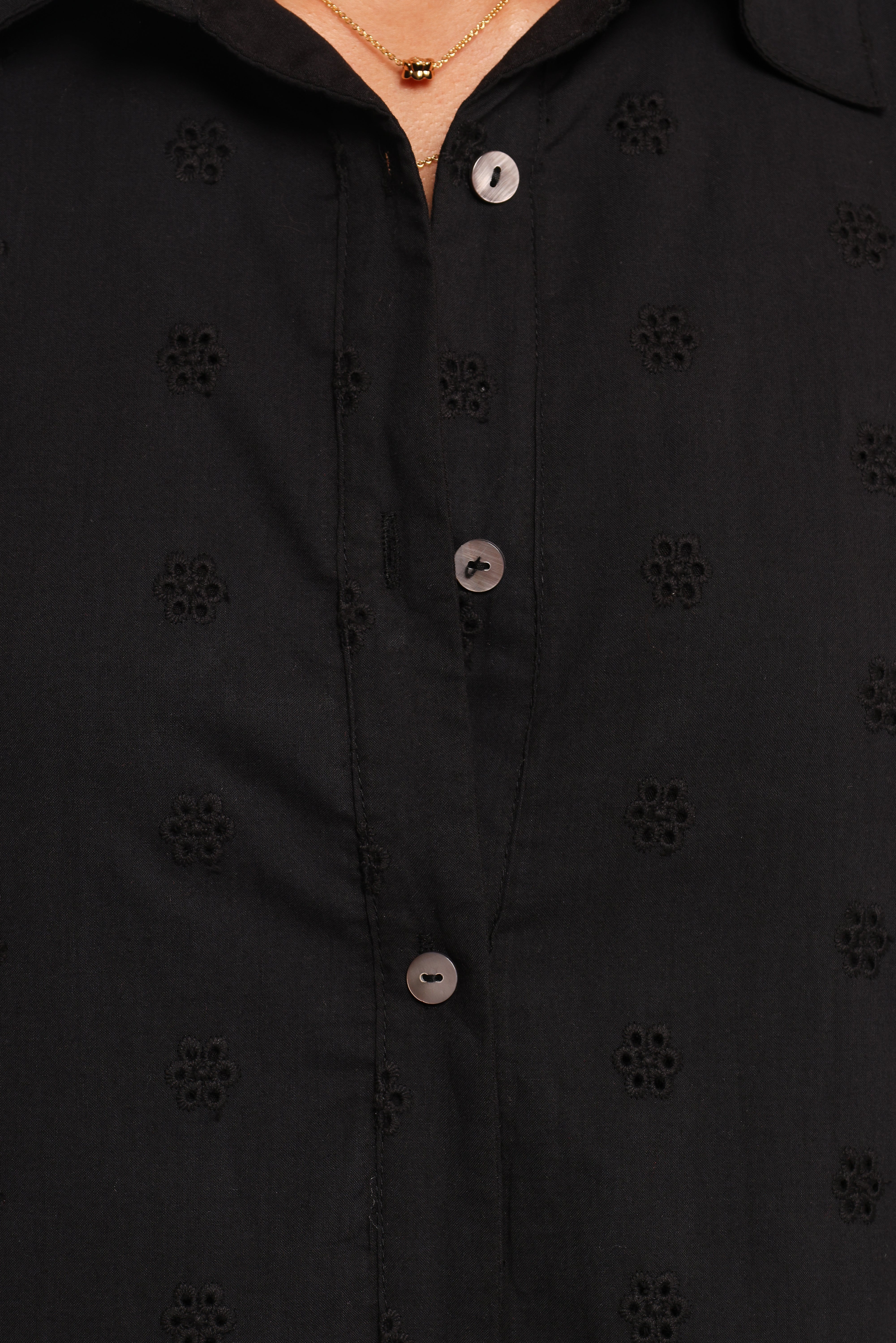 Grady Collared Shirt Dress - Black