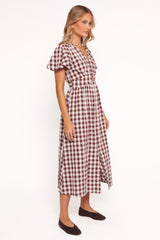 Robinson Maxi Dress - Brown Gingham