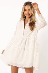 Delia Long Sleeve Mini Dress - White