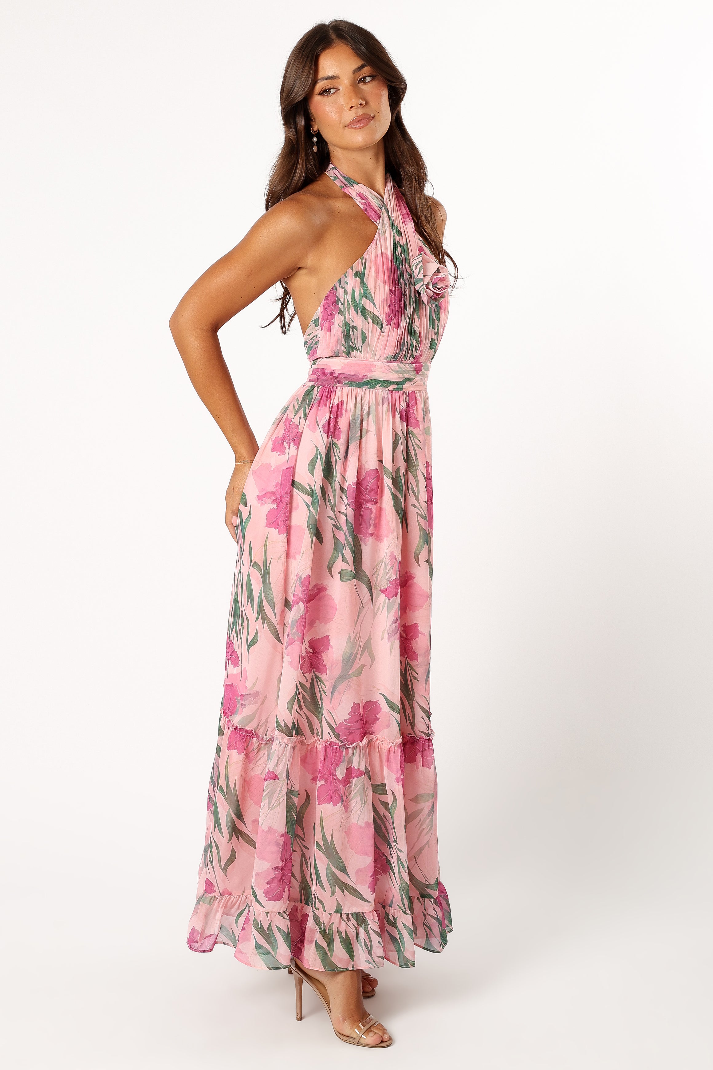 Lennon Halterneck Maxi Dress - Pink Floral