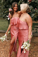 Vienna Strapless Midi Dress - Dusty Rose